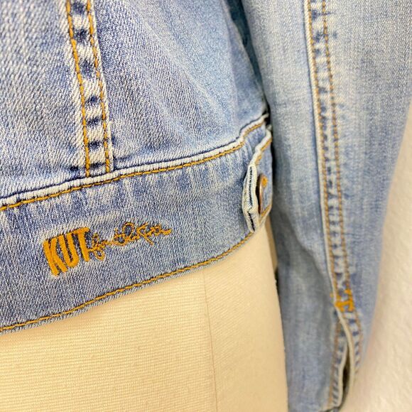 Kut From The Kloth Amelia Denim Crop Jacket Small Grunge Hip Hop Boho Street - Picture 10 of 16
